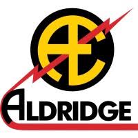 Aldridge Electric Logo- a circle with Aldridge initials and a red lightning rod